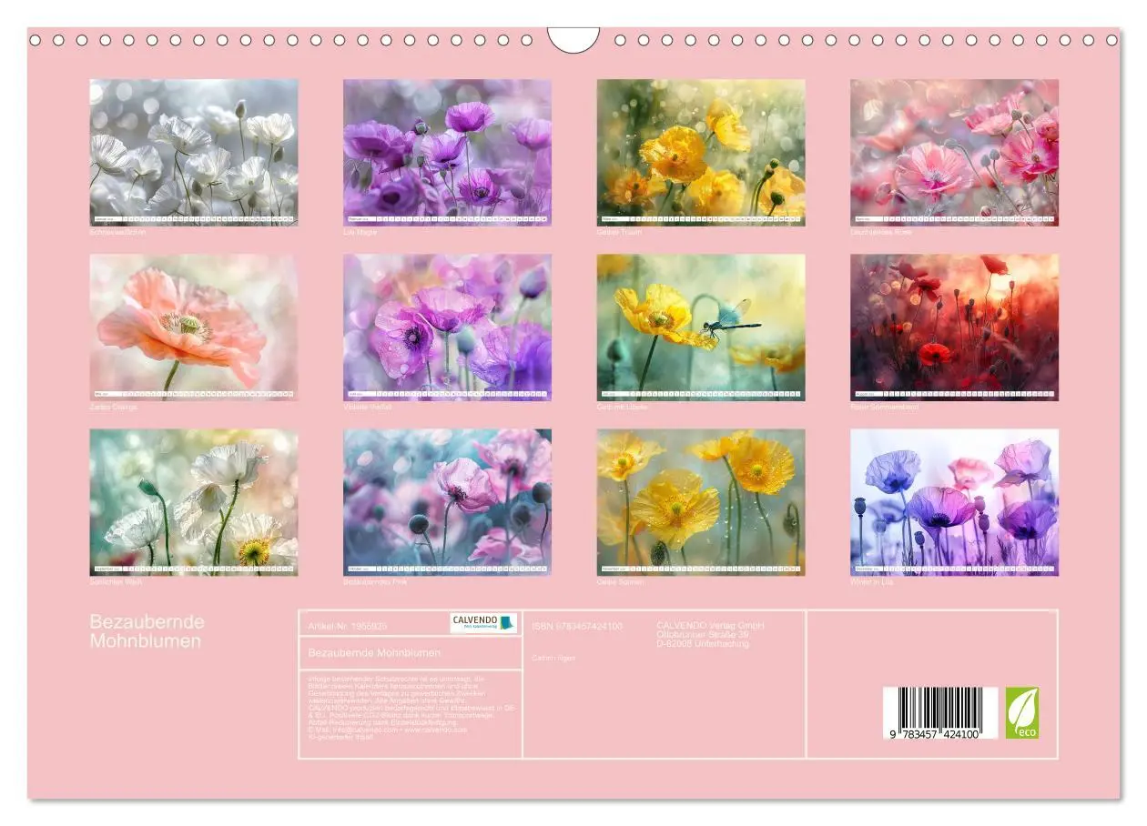 Bild: 9783457424100 | Bezaubernde Mohnblumen (Wandkalender 2026 DIN A3 quer), CALVENDO...